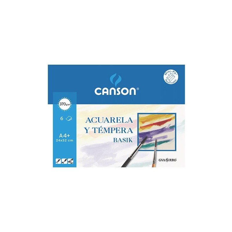 Lámina acuarela Canson Basik - A4+ - 370 g - Pack 6 hojas - 20% hojas gratis