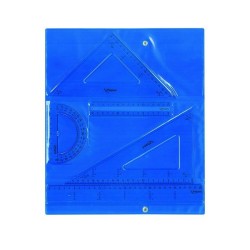 Kit de trazado Maped - 2 reglas, escuadra, cartabón y transportador - Colores surtidos