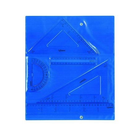 Kit de trazado Maped - 2 reglas, escuadra, cartabón y transportador - Colores surtidos