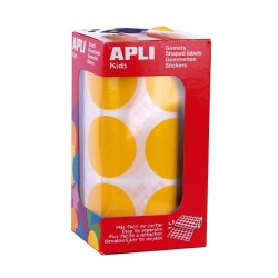 Gomets redondos Apli - 33 mm - Color amarillo - Rollo 780 ud