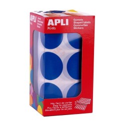 Gomets redondos Apli - 33 mm - Color azul - Rollo 780 ud