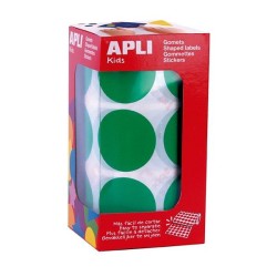 Gomets redondos Apli - 33 mm - Color verde - Rollo 780 ud