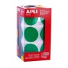 Gomets redondos Apli - 33 mm - Color verde - Rollo 780 ud