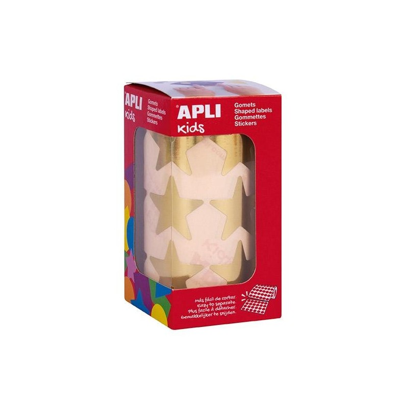 Gomets estrellas Apli - 33 mm - Color oro - Rollo 708 ud