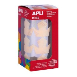 Gomets estrellas Apli - 33 mm - Color plata - Rollo 708 ud