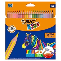 Lápiz de color Bic Kids Evolution Stripes - 3,2 mm - Colores surtidos - Estuche 24 ud