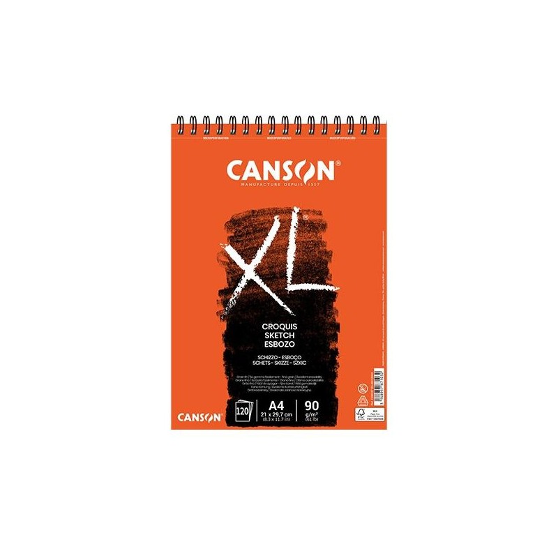 Bloc para croquis Canson XL - Microperforado - Espiral - A4 - 60 g - 120 hojas