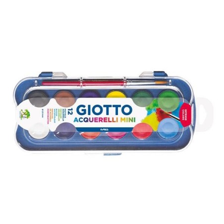 Acuarelas Giotto Mini - 23 mm - Colores surtidos - Estuche 12 ud - Incluye pincel