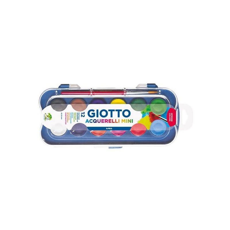 Acuarelas Giotto Mini - 23 mm - Colores surtidos - Estuche 24 ud - Incluye pincel