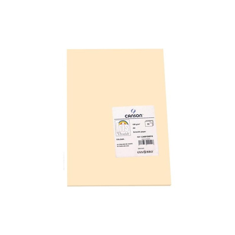 Cartulina Canson Iris - A4 - 185 g - Color cáscara de huevo (PACK INDIVISIBLE DE 50 UNIDADES)