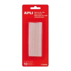 Barra de cola termofusible Apli- Color blanco - 100 mm - 7,5 mm - Pack 10 ud