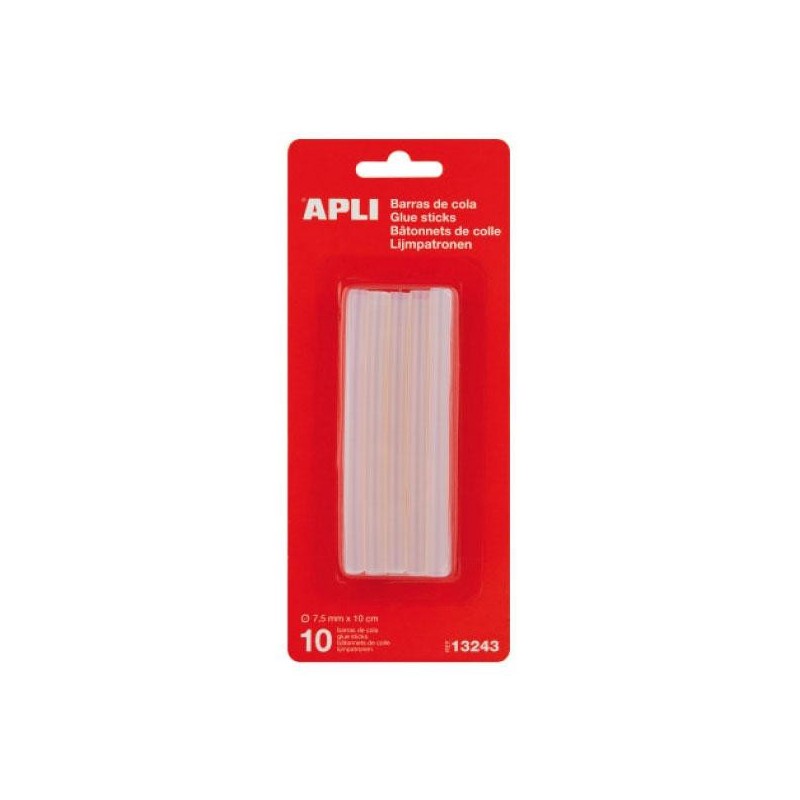 Barra de cola termofusible Apli- Color blanco - 100 mm - 7,5 mm - Pack 10 ud Barra de cola termofusible Apli- Color blanco - 100 mm - 7,5 mm - Pack 10 ud