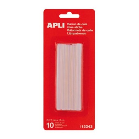 Barra de cola termofusible Apli- Color blanco - 100 mm - 7,5 mm - Pack 10 ud
