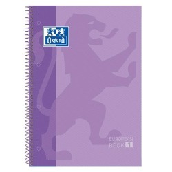 Cuaderno Oxford Europeanbook 1 - Espiral - Tapa extradura - A4+ - 5x5 - 80 hojas - 90 g - Color malva