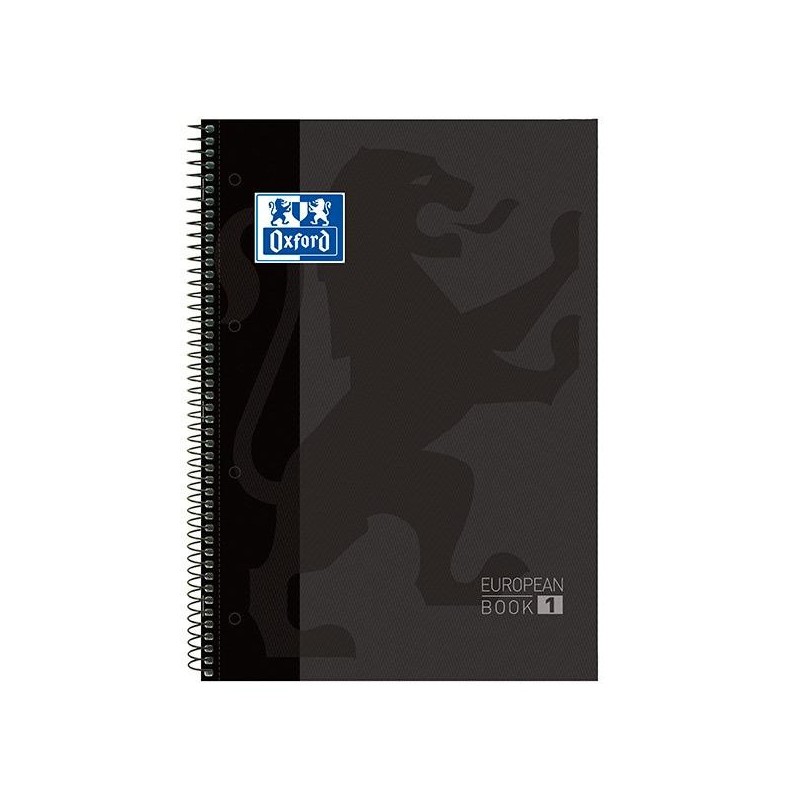 Cuaderno Oxford Europeanbook 1 - Espiral - Tapa extradura - A4+ - 5x5 - 80 hojas - 90 g - Color negro