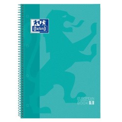 Cuaderno Oxford Europeanbook 1 - Espiral - Tapa extradura - A4+ - 5x5 - 80 hojas - 90 g - Color menta