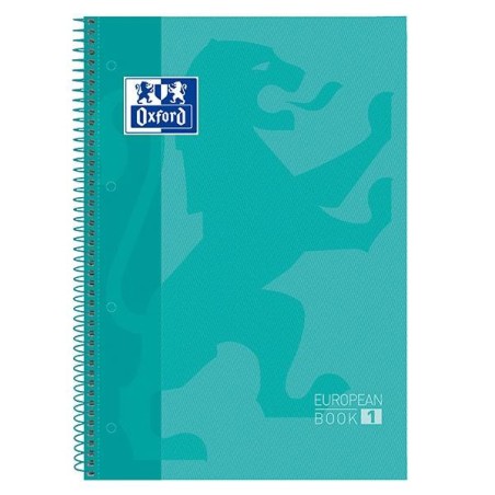 Cuaderno Oxford Europeanbook 1 - Espiral - Tapa extradura - A4+ - 5x5 - 80 hojas - 90 g - Color menta