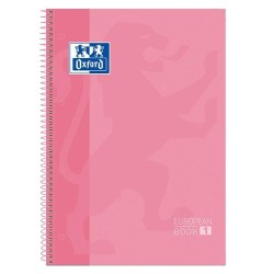 Cuaderno Oxford Europeanbook 1 - Espiral - Tapa extradura - A4+ - 5x5 - 80 hojas - 90 g - Color rosa