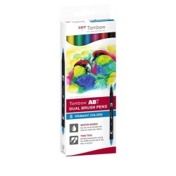Rotulador doble punta pincel Tombow Dual Brush - Colores surtidos - Estuche 6 ud