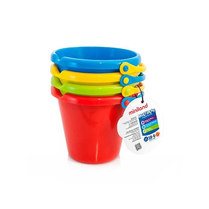 Cubo Miniland - Plástico - 19 cm - Colores surtidos - Pack 4 ud Cubo Miniland - Plástico - 19 cm - Colores surtidos - Pack 4 ud