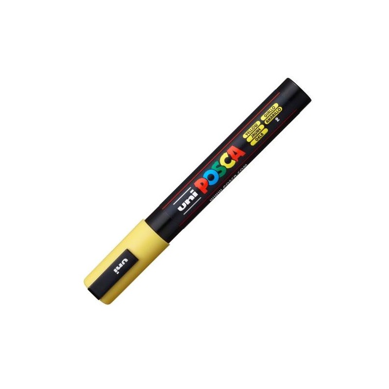Marcador pintura Uni Posca PC-5M - Base de agua - Trazo 1,8-2,5 mm - Color amarillo Marcador pintura Uni Posca PC-5M - Base de agua - Trazo 1,8-2,5 mm - Color amarillo