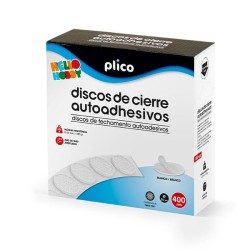 Discos cierre textil Plico - Autoadhesivo - 20 x 20 mm - Color blanco - Pack 400 ud