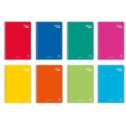 Cuaderno Pacsa Xtra Plus - Espiral - Cartón contracolado - Cuarto - pauta 3,5 mm - 80 hojas - 90 g - Colores surtidos