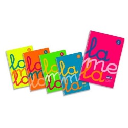 Cuaderno Lamela - Espiral - PP - Cuarto - Cuadrovía 2,5 mm - 80 hojas - 90 g - Colores flúor surtidos