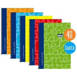 Cuaderno Lamela - Espiral - PP - Folio - Cuadrovía 2,5 mm - 80 hojas - 90 g - Colores flúor surtidos
