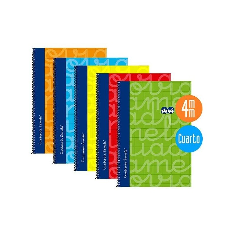 Cuaderno Lamela - Espiral - PP - Folio - Cuadrovía 2,5 mm - 80 hojas - 90 g - Colores flúor surtidos Cuaderno Lamela - Espiral - PP - Folio - Cuadrovía 2,5 mm - 80 hojas - 90 g - Colores flúor surtidos