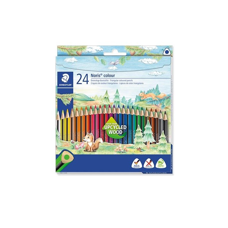 Lápiz de color Staedtler Noris Colour 187 - 3mm - Colores surtidos - Estuche 24 ud