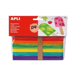 Palos polo jumbo de madera Apli - 150 x 18 mm - Colores surtidos - Bolsa 40 ud