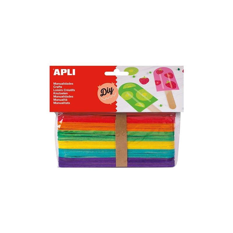 Palos polo jumbo de madera Apli - 150 x 18 mm - Colores surtidos - Bolsa 40 ud Palos polo jumbo de madera Apli - 150 x 18 mm - Colores surtidos - Bolsa 40 ud