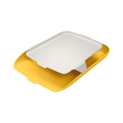 Bandeja de sobremesa con organizador Cosy amarillo