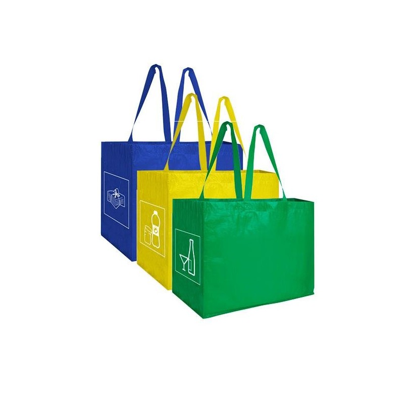 Set 3 bolsas reciclaje Poessa - 35 x 29 x 40 cm - Colores surtidos