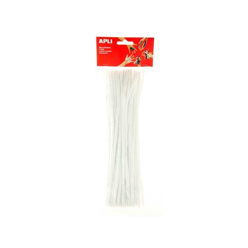 Limpiapipas Apli - 6 mm x 300 mm - Color blanco - Bolsa 50 ud Limpiapipas Apli - 6 mm x 300 mm - Color blanco - Bolsa 50 ud