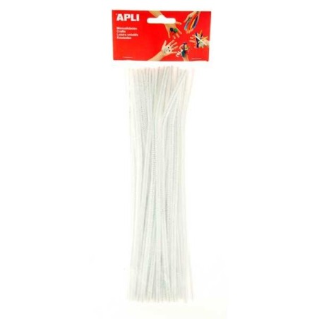 Limpiapipas Apli - 6 mm x 300 mm - Color blanco - Bolsa 50 ud