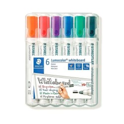 Marcador pizarra Staedtler Lumocolor 351 - Trazo 2 mm - Colores surtidos - 6 ud