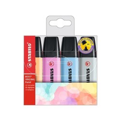 Marcador fluorescente Stabilo Boss Pastel frios - Punta biselada - Trazo 2 mm y 5 mm - Colores surtidos - Pack 4 ud