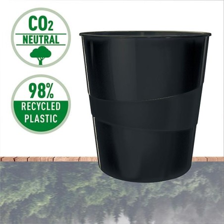 Papelera Leitz Recycle - Plástico - 15 L - Color negro