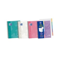 Cuaderno espiral Oxford EuropeanBook 5 90g 100h cuadrícula 5x5 A5+ colores surtidos