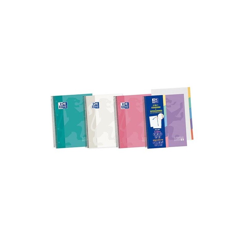 Cuaderno espiral Oxford EuropeanBook 5 90g 100h cuadrícula 5x5 A5+ colores surtidos Cuaderno espiral Oxford EuropeanBook 5 90g 100h cuadrícula 5x5 A5+ colores surtidos