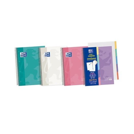 Cuaderno espiral Oxford EuropeanBook 5 90g 100h cuadrícula 5x5 A5+ colores surtidos