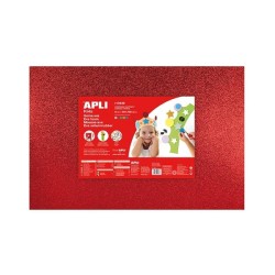 Lámina goma eva purpurina Apli - 40 x 60 cm - Grosor 2 mm - Colores surtidos - Pack 5 ud