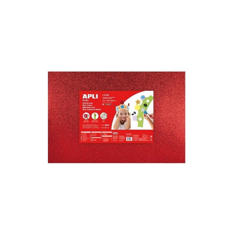 Lámina goma eva purpurina Apli - 40 x 60 cm - Grosor 2 mm - Colores surtidos - Pack 5 ud Lámina goma eva purpurina Apli - 40 x 60 cm - Grosor 2 mm - Colores surtidos - Pack 5 ud