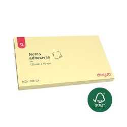Notas adhesivas Dequa - 100 hojas - 75 x 125 mm - Color amarillo