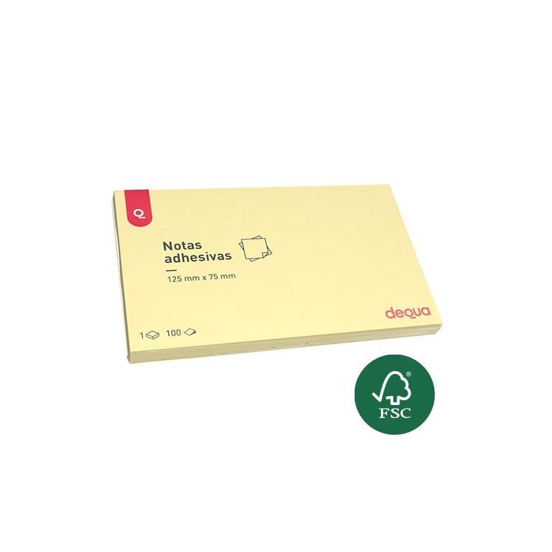Notas adhesivas Dequa - 100 hojas - 75 x 125 mm - Color amarillo Notas adhesivas Dequa - 100 hojas - 75 x 125 mm - Color amarillo