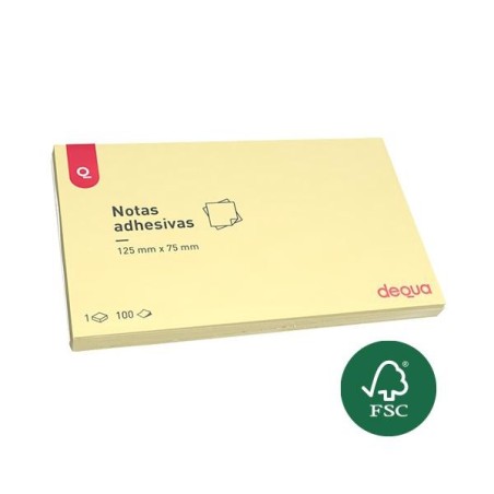 Notas adhesivas Dequa - 100 hojas - 75 x 125 mm - Color amarillo