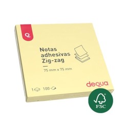 Notas adhesivas Zig-Zag Dequa - 100 hojas - 75 x 75 mm - Color amarillo