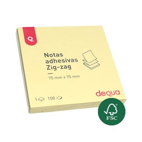 Notas adhesivas Zig-Zag Dequa - 100 hojas - 75 x 75 mm - Color amarillo